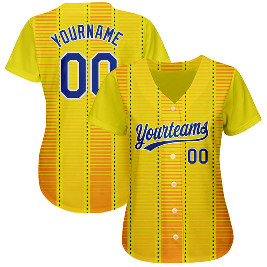 Custom Gold Royal-Orange 3D Pattern Design Authentic Baseball Jersey - Sky-Custom