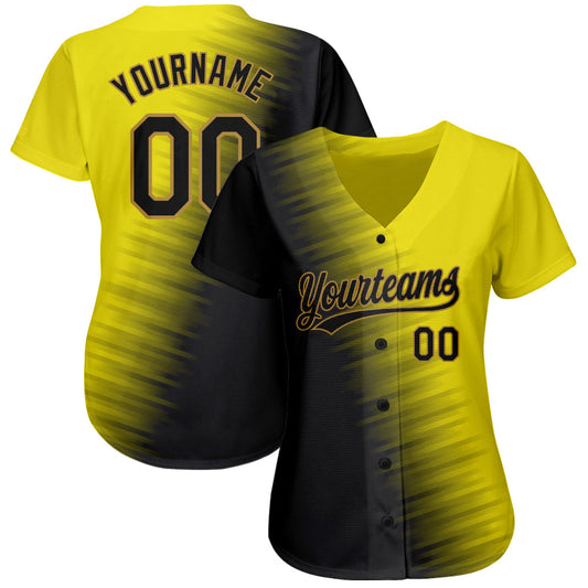 Custom Gold Black-Old Gold 3D Pattern Design Authentic Baseball Jersey - Sky-Custom