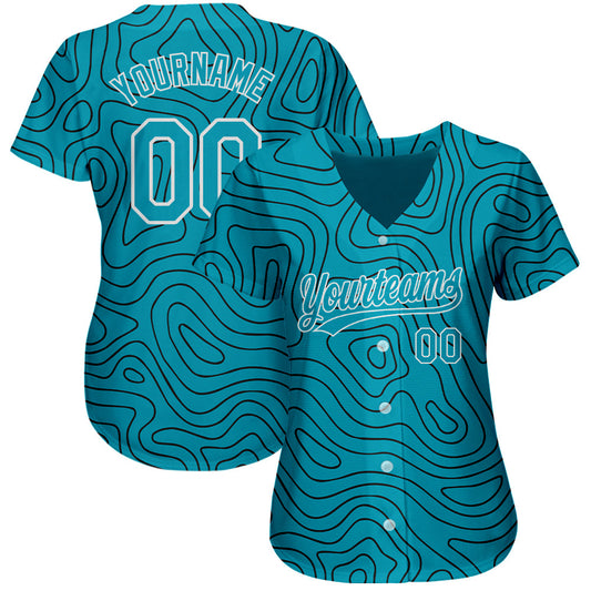 Custom Teal Teal-Black 3D Pattern Design Authentic Baseball Jersey - Sky-Custom
