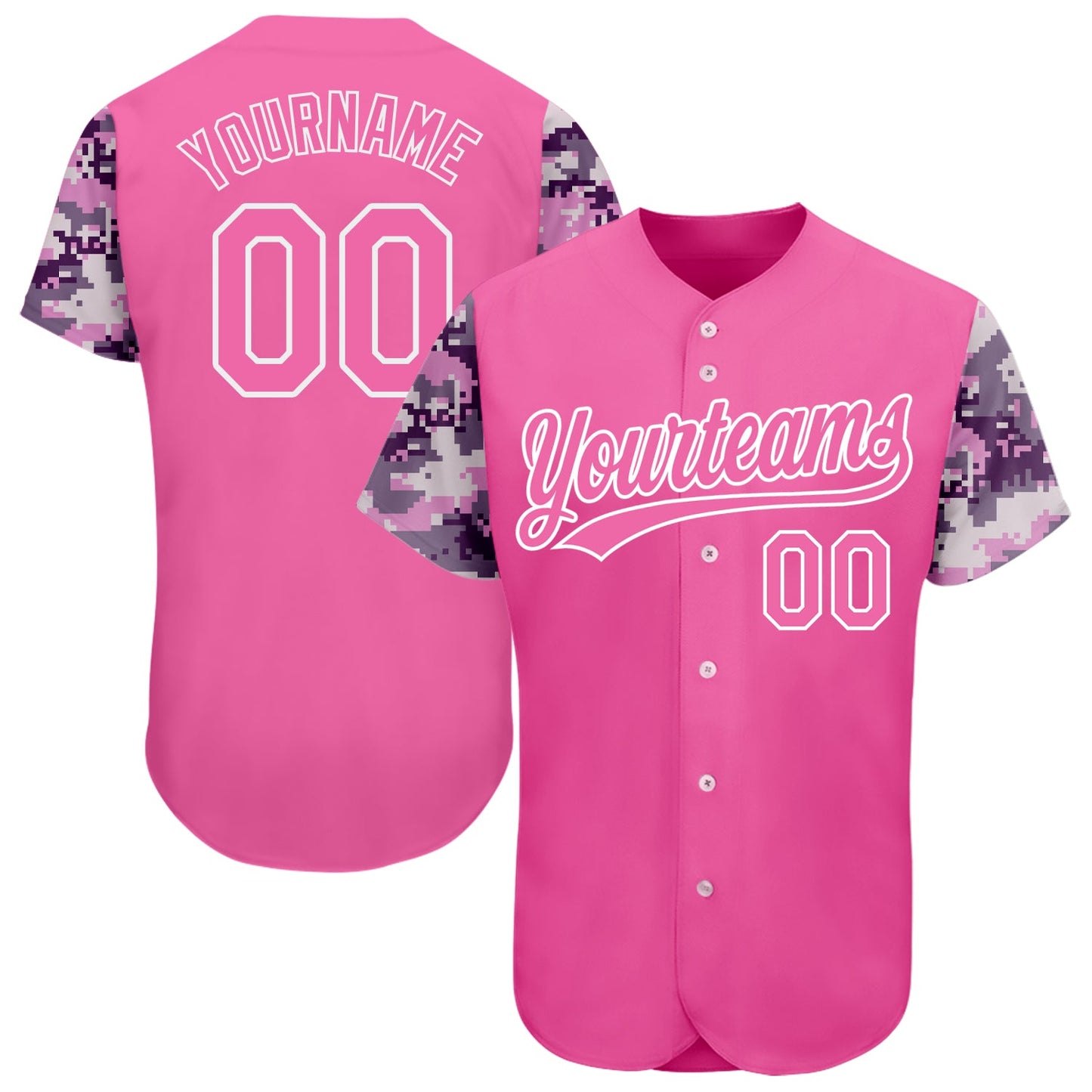Custom Pink Pink-Camo 3D Pattern Design Authentic Baseball Jersey - Sky-Custom