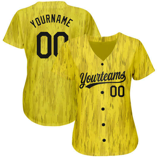Custom Gold Black 3D Pattern Design Authentic Baseball Jersey - Sky-Custom
