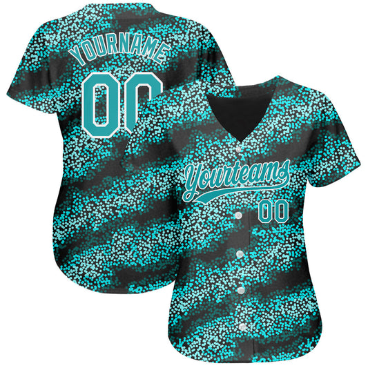 Custom Teal Teal-Black 3D Pattern Design Authentic Baseball Jersey - Sky-Custom