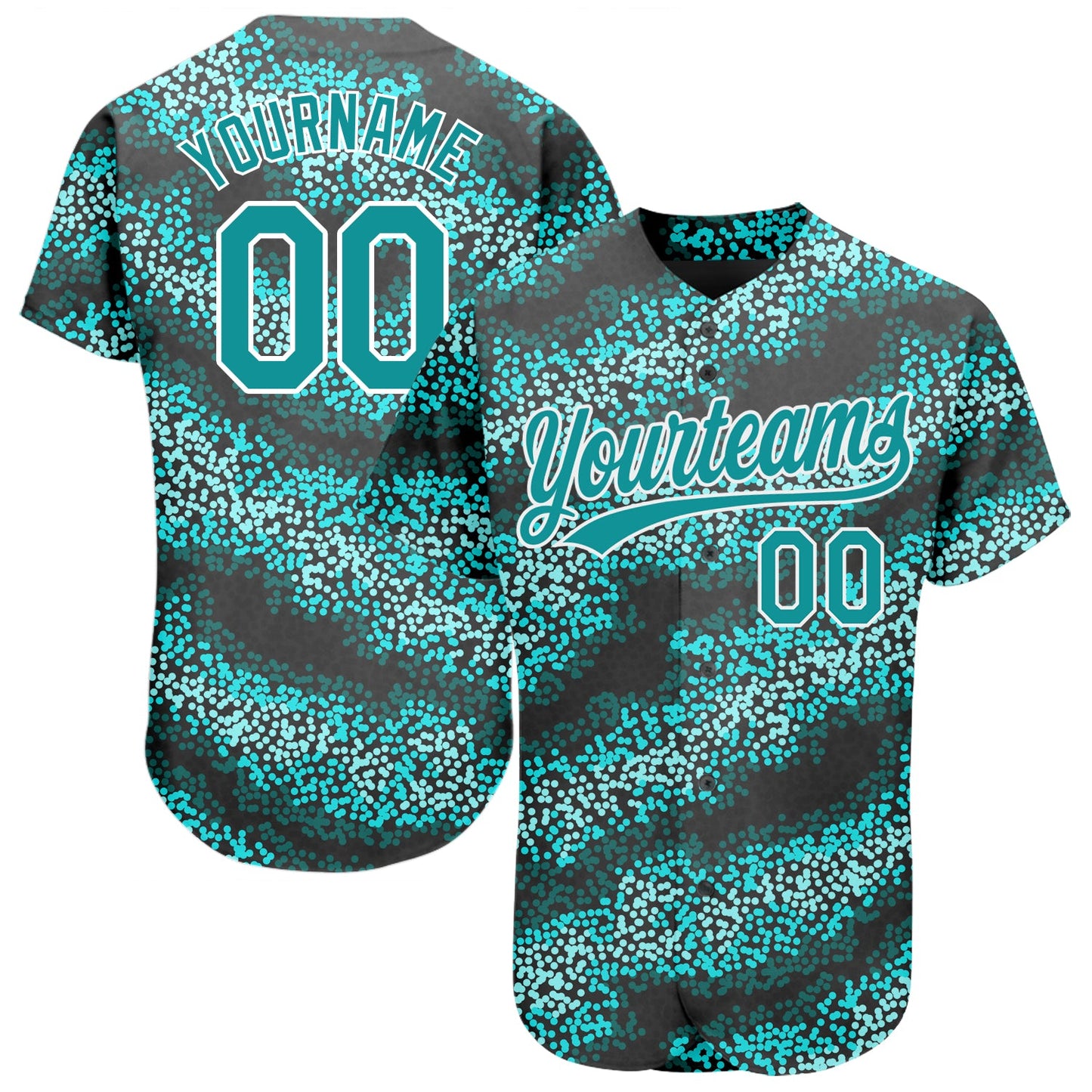 Custom Teal Teal-Black 3D Pattern Design Authentic Baseball Jersey - Sky-Custom