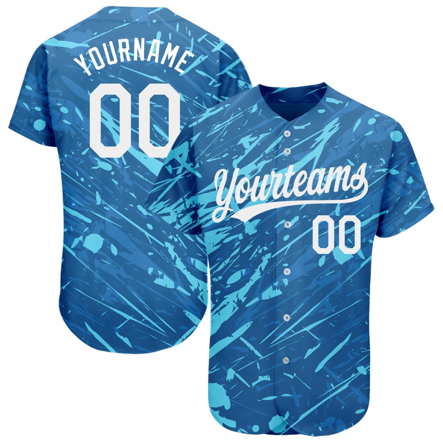 Custom Royal White-Light Blue 3D Pattern Design Authentic Baseball Jersey - Sky-Custom