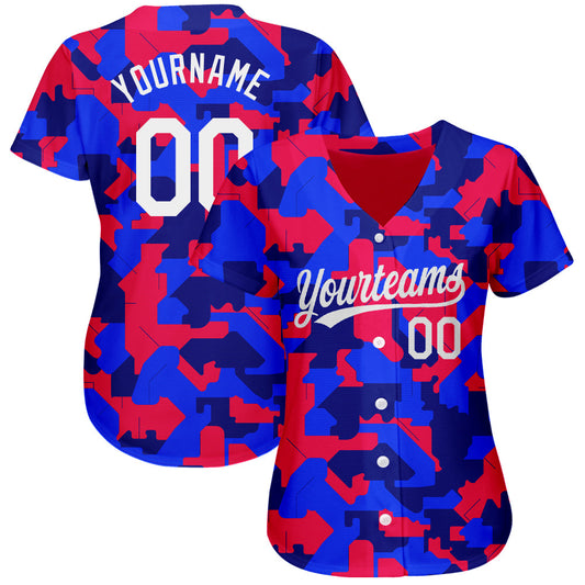 Custom Camo White-Royal 3D Pattern Design Authentic Salute To Service Baseball Jersey - Sky-Custom