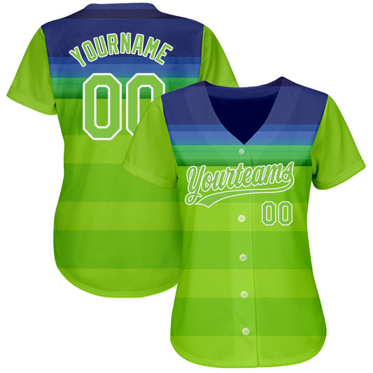 Custom Neon Green Neon Green-Royal 3D Pattern Design Authentic Baseball Jersey - Sky-Custom
