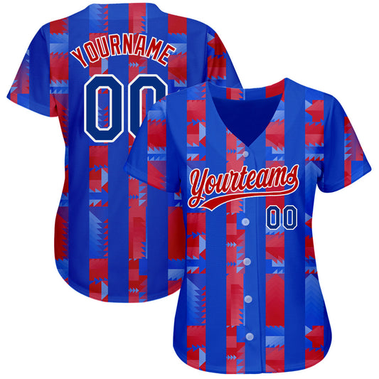Custom Royal Royal-Red 3D Pattern Design Authentic Baseball Jersey - Sky-Custom