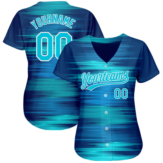 Custom Royal Lakes Blue-White 3D Pattern Design Authentic Baseball Jersey - Sky-Custom