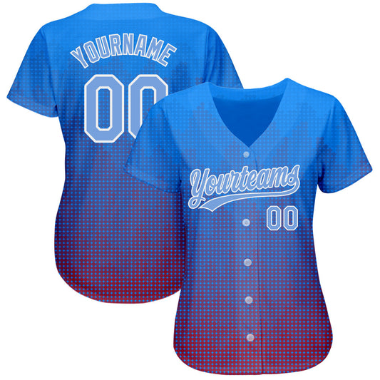 Custom Royal Light Blue-Red 3D Pattern Design Authentic Baseball Jersey - Sky-Custom