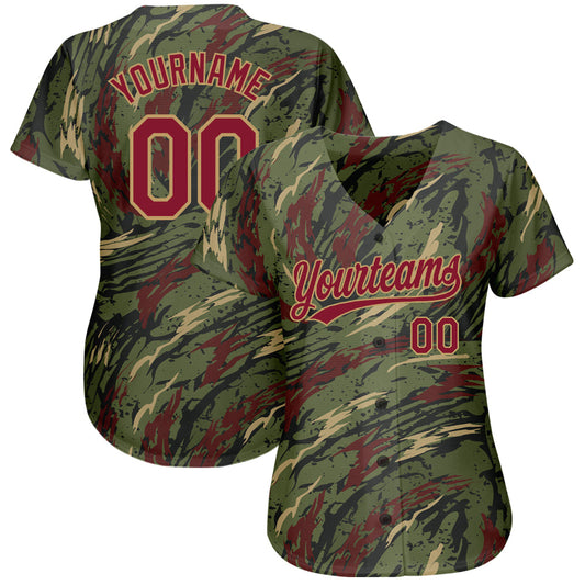 Custom Olive Crimson-Old Gold 3D Pattern Design Authentic Salute To Service Baseball Jersey - Sky-Custom