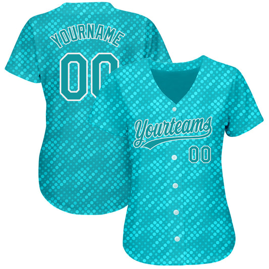 Custom Aqua Teal-White 3D Pattern Design Authentic Baseball Jersey - Sky-Custom