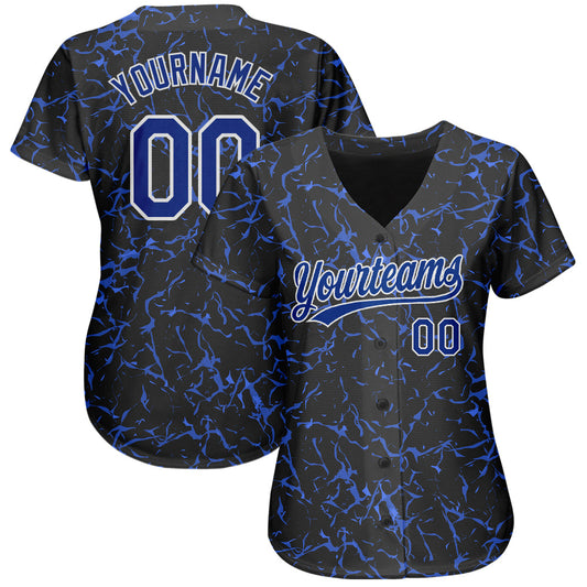 Custom Black Royal-White 3D Pattern Design Authentic Baseball Jersey - Sky-Custom