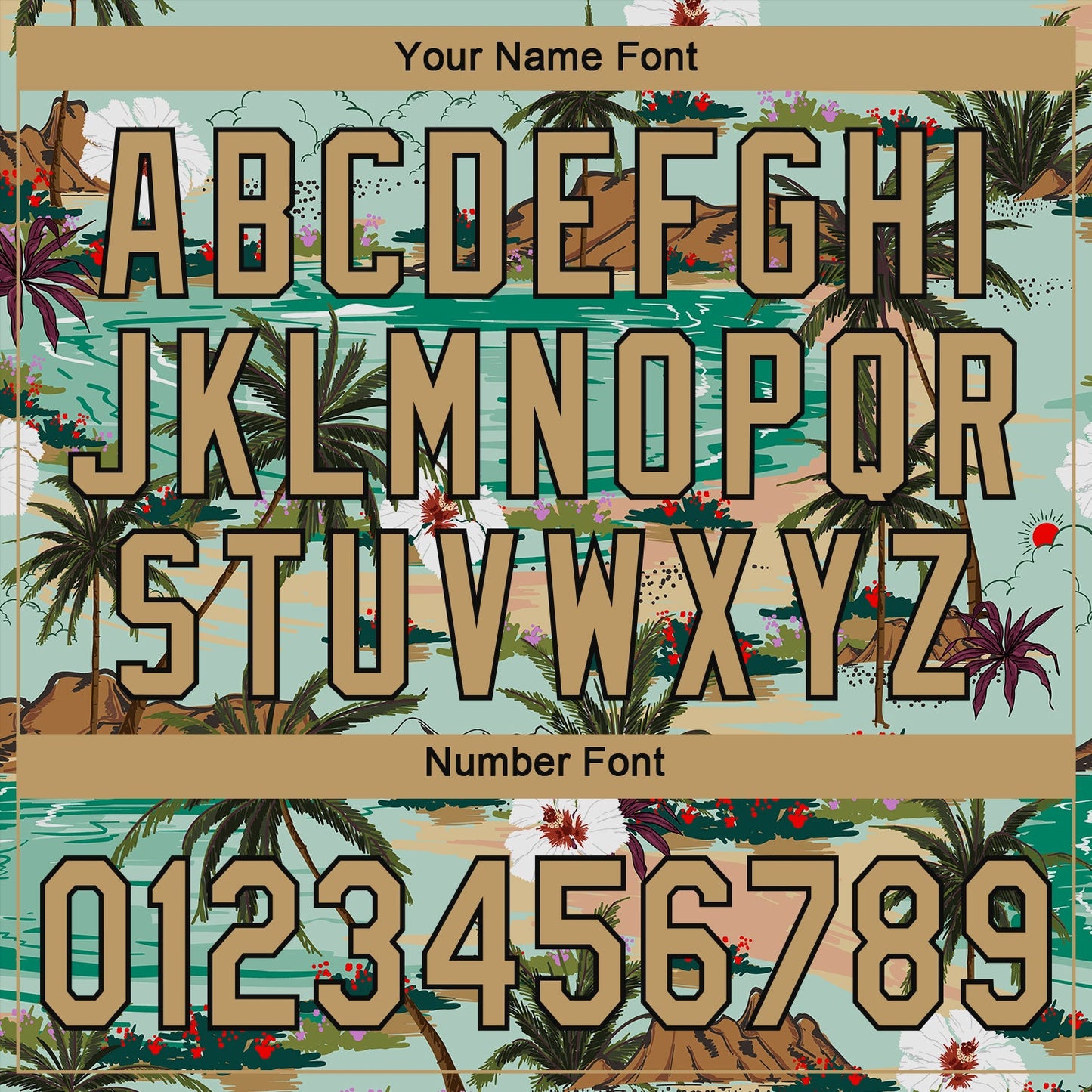 Custom Aqua Old Gold-Black 3D Pattern Design Hawaii Palm Trees And Flowers Authentic Baseball Jersey - Sky-Custom