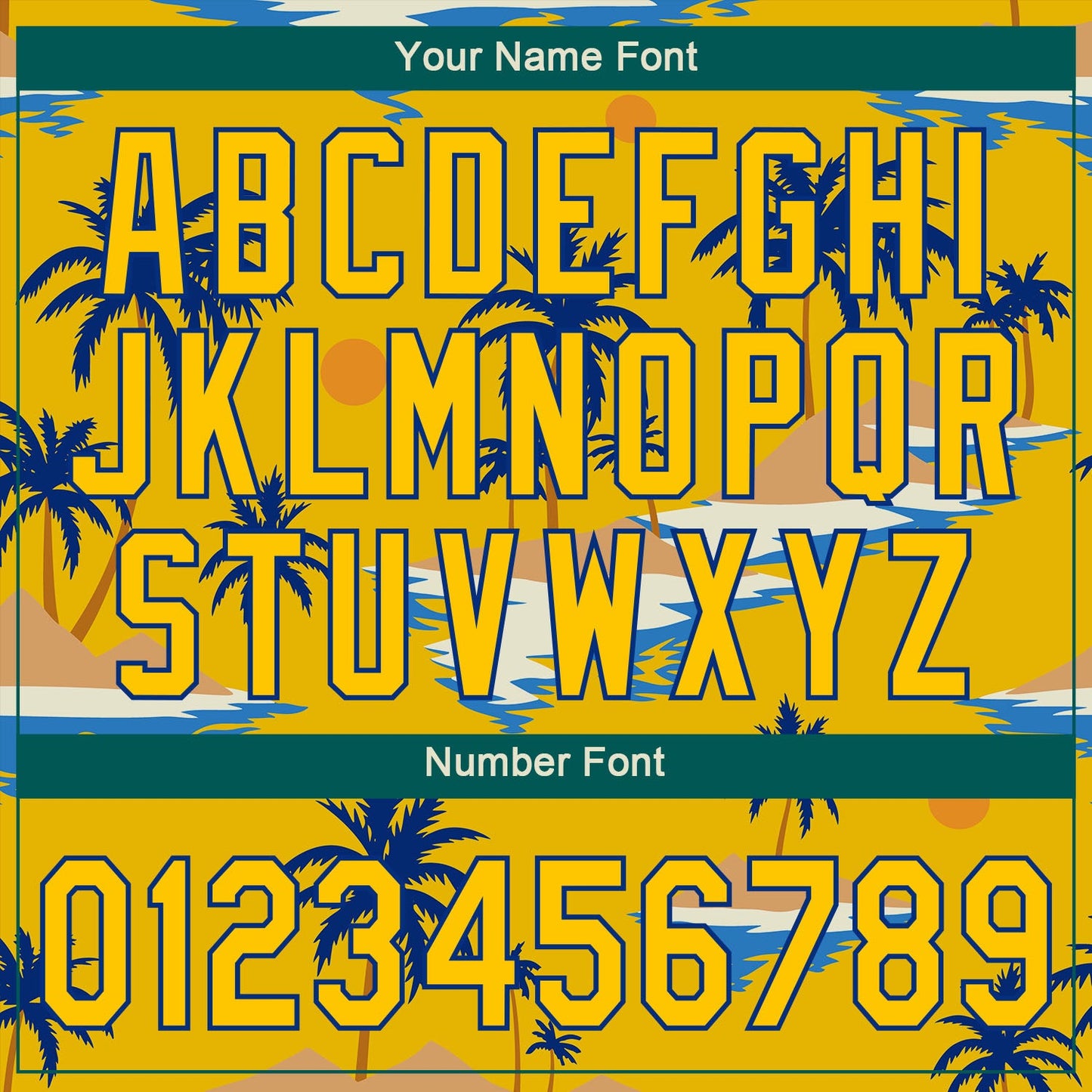 Custom Yellow Royal 3D Pattern Design Sun Beach Hawaii Palm Trees Authentic Baseball Jersey - Sky-Custom