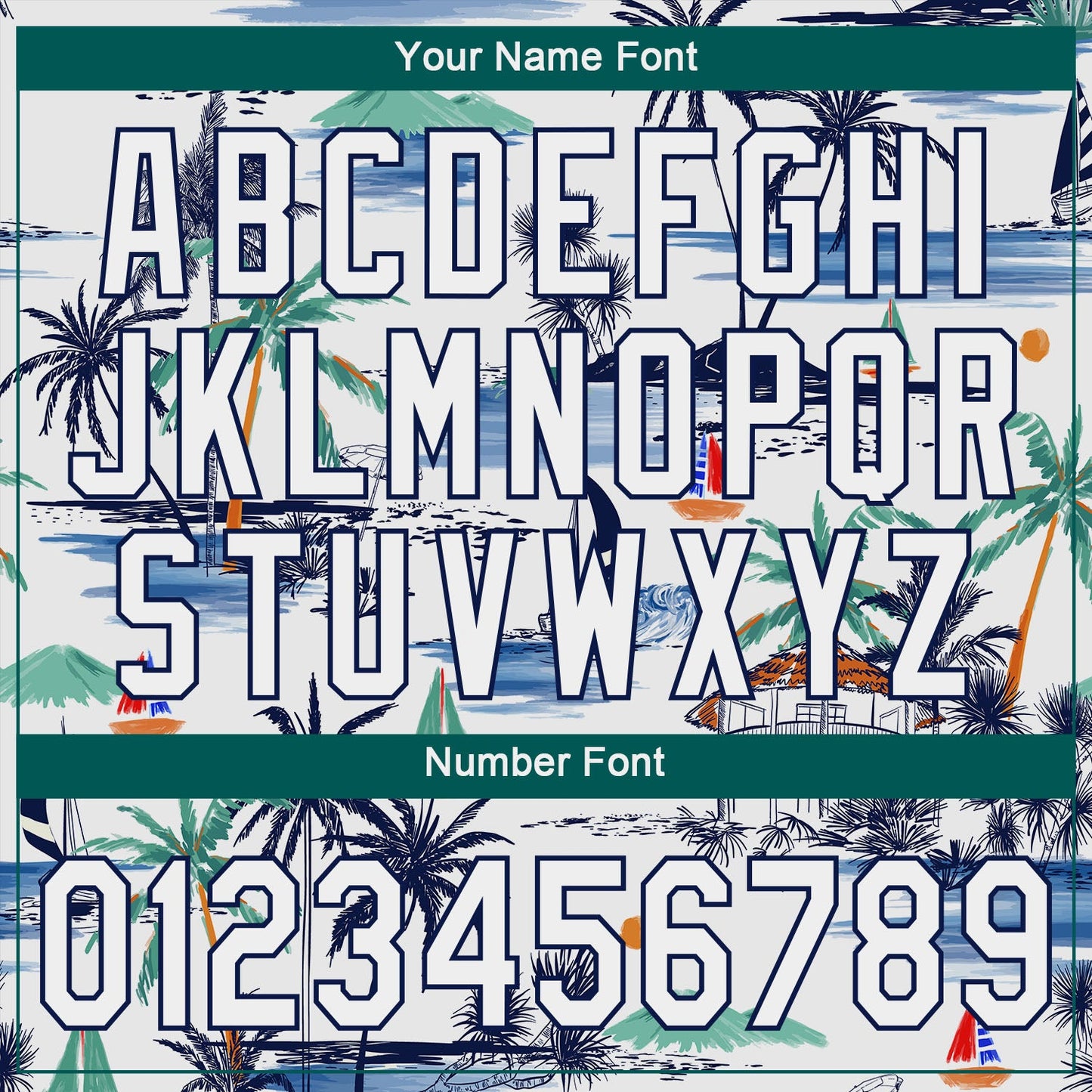 Custom White Navy 3D Pattern Design Hawaii Palm Trees Island And Sailboat Authentic Baseball Jersey - Sky-Custom