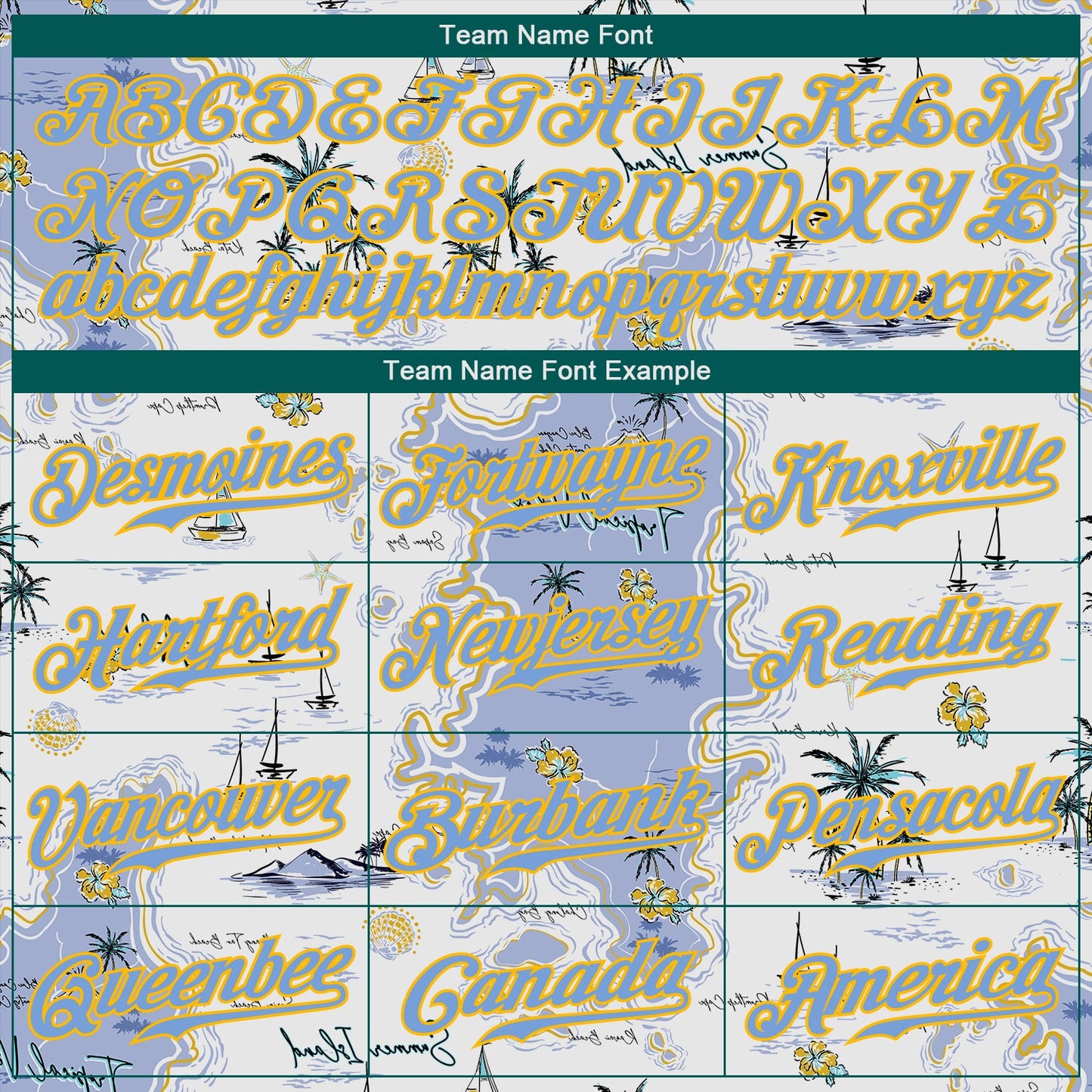 Custom White Light Blue-Yellow 3D Pattern Design Beach Hawaii Palm Trees And Island Authentic Baseball Jersey - Sky-Custom