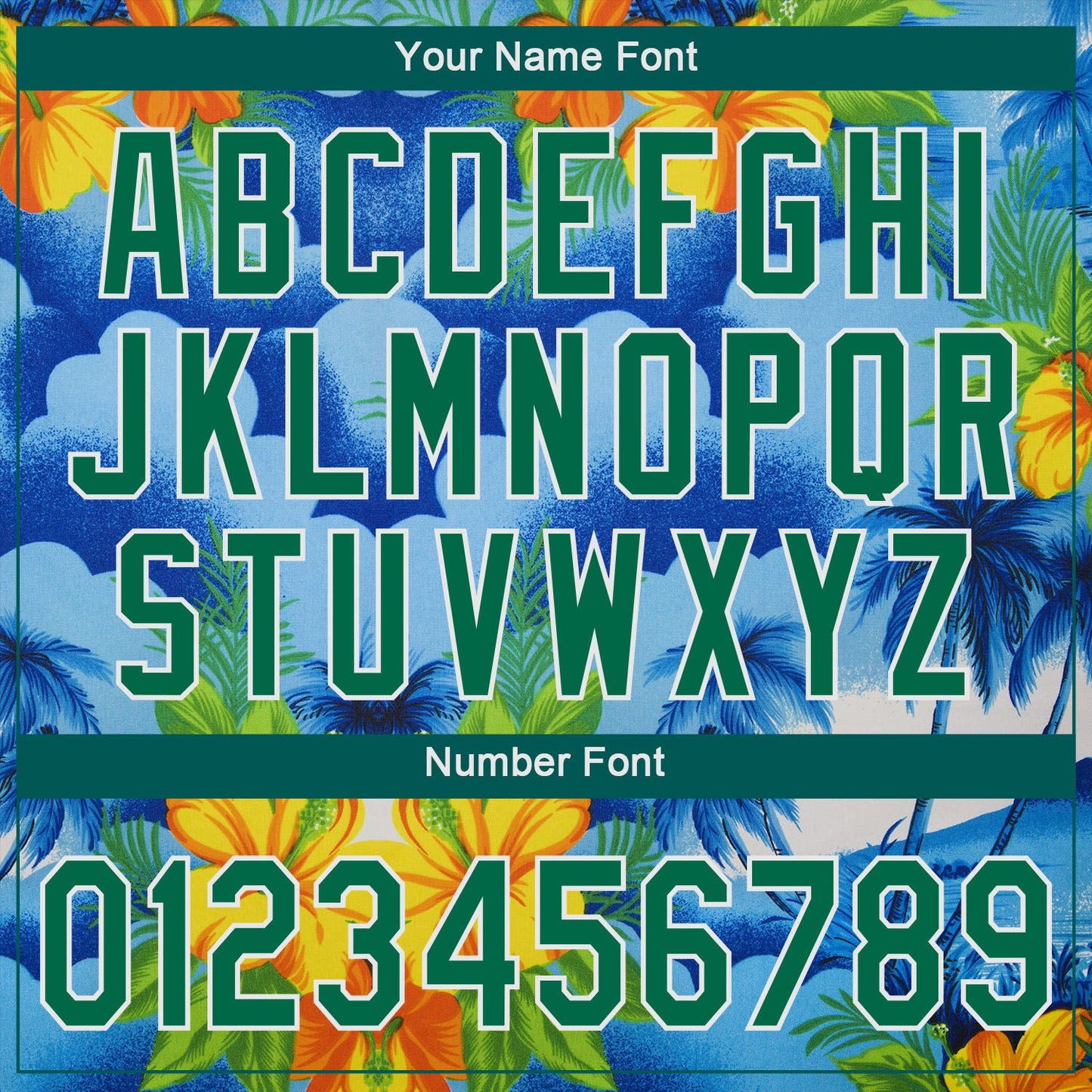 Custom White Kelly Green 3D Pattern Design Beach Hawaii Palm Trees And Flowers Authentic Baseball Jersey - Sky-Custom