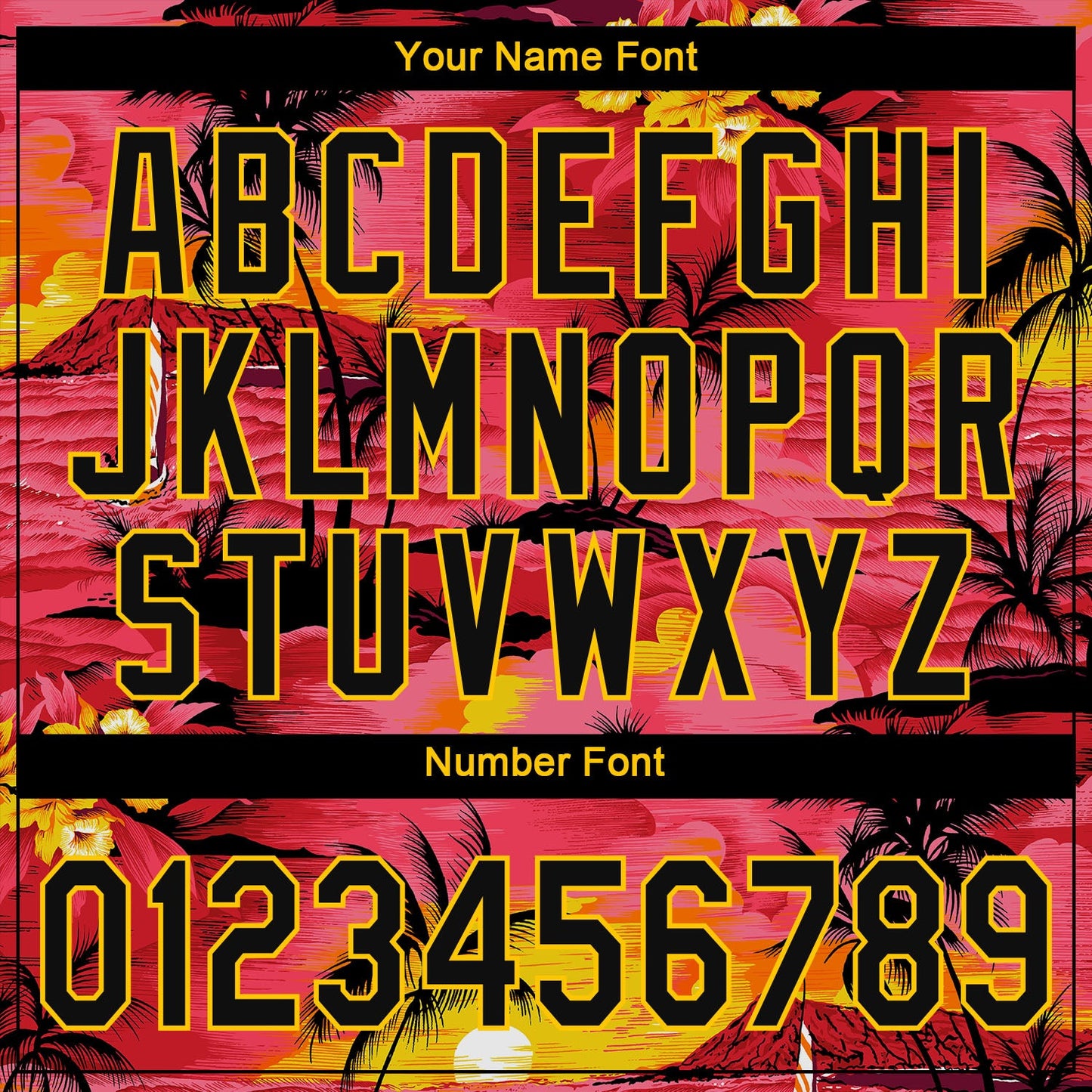 Custom Red Black-Yellow 3D Pattern Design Sun Beach Hawaii Palm Trees Authentic Baseball Jersey - Sky-Custom