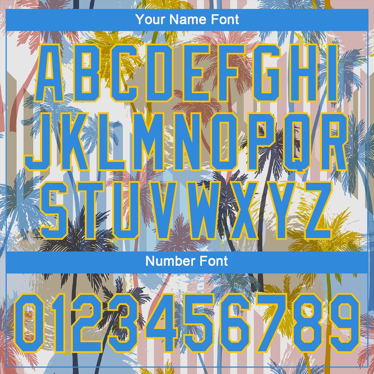 Custom White Electric Blue-Yellow 3D Pattern Design Hawaii Coconut Palms Authentic Baseball Jersey - Sky-Custom