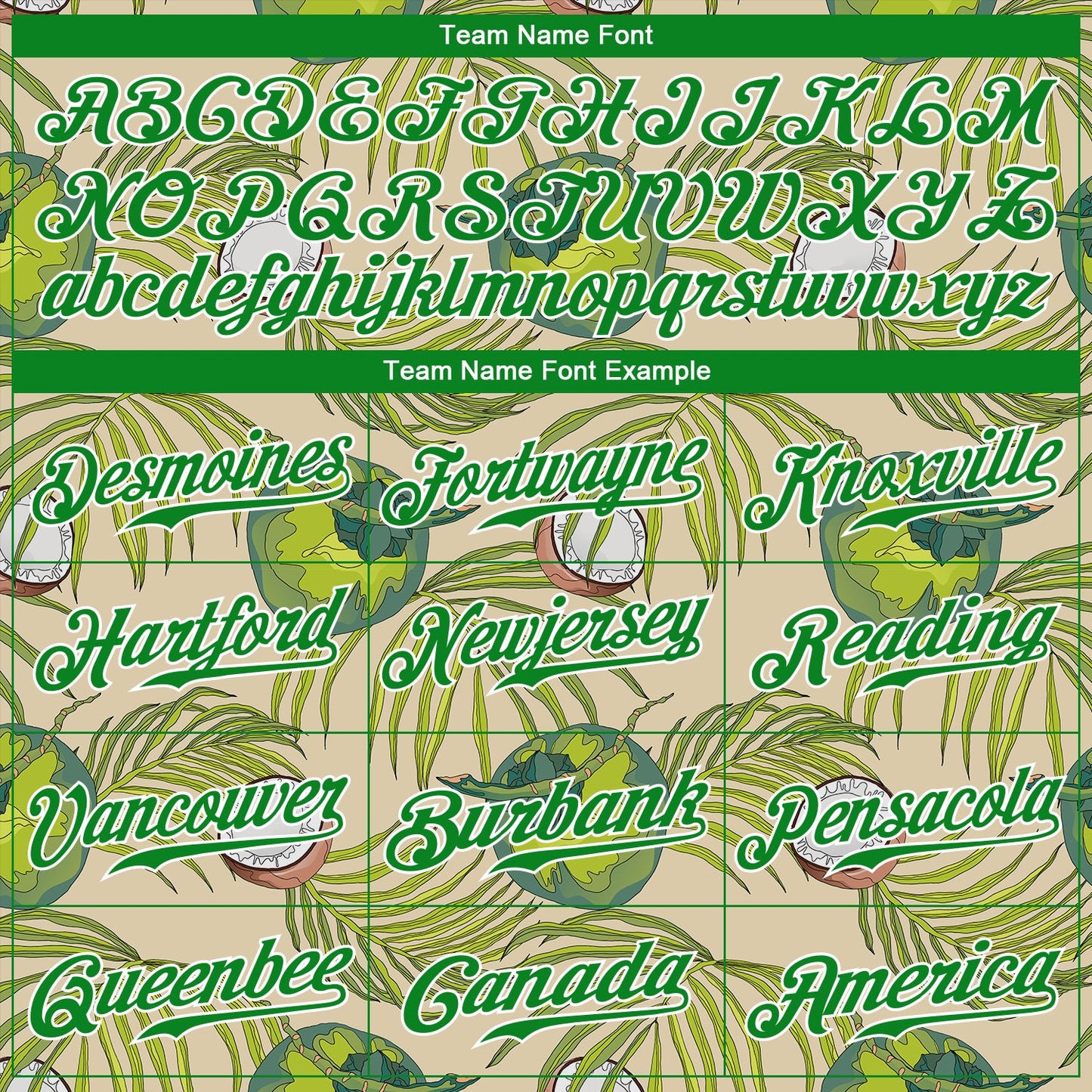 Custom Cream Grass Green-White 3D Pattern Design Coconuts And Leaves Authentic Baseball Jersey - Sky-Custom