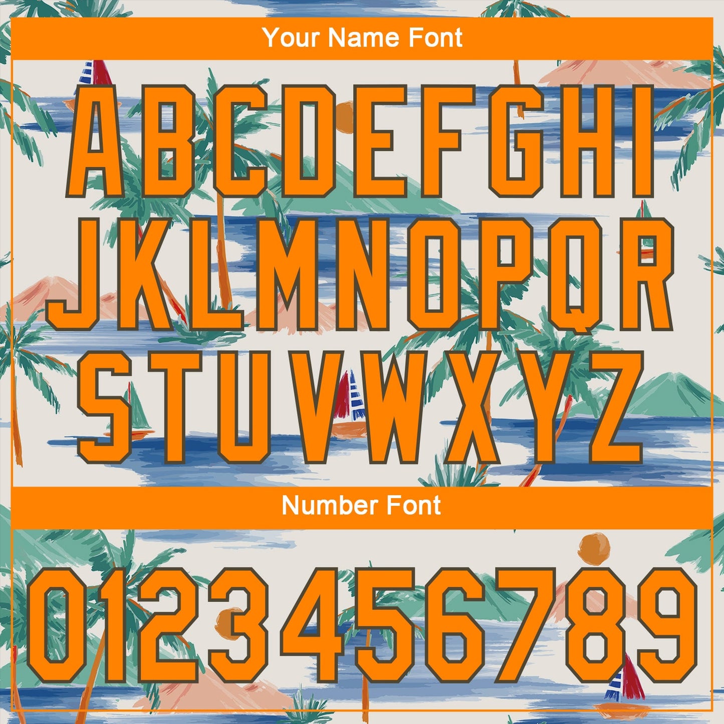 Custom Cream Bay Orange-Olive 3D Pattern Design Beach Coconut Palms Island And Sailboat Authentic Baseball Jersey - Sky-Custom