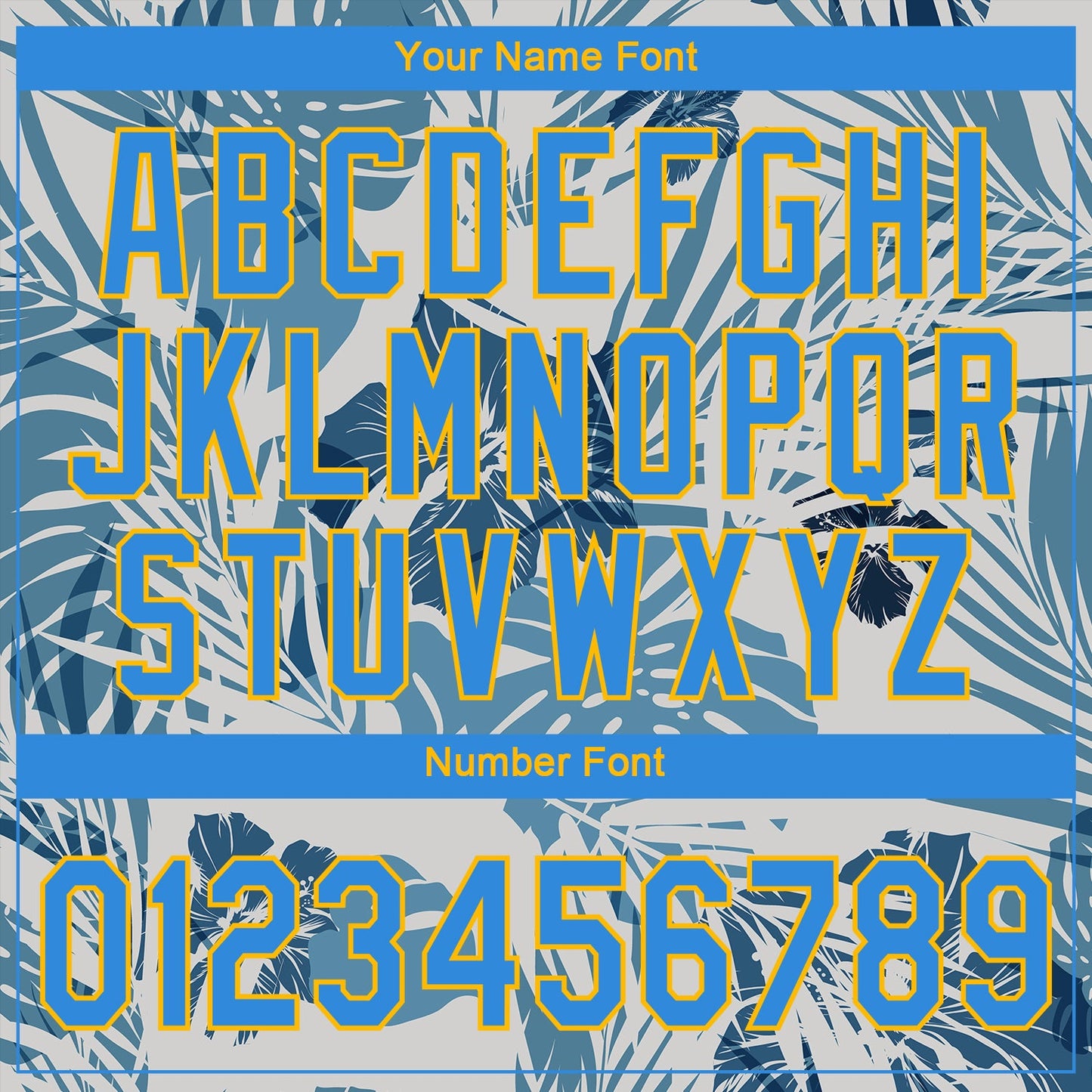 Custom White Electric Blue-Gold 3D Pattern Design Hawaii Palm Leaves And Flowers Authentic Baseball Jersey - Sky-Custom