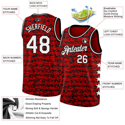 Custom Red White-Black Authentic City Edition Basketball Jersey - Sky-Custom