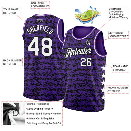 Custom Purple White-Black Authentic City Edition Basketball Jersey - Sky-Custom
