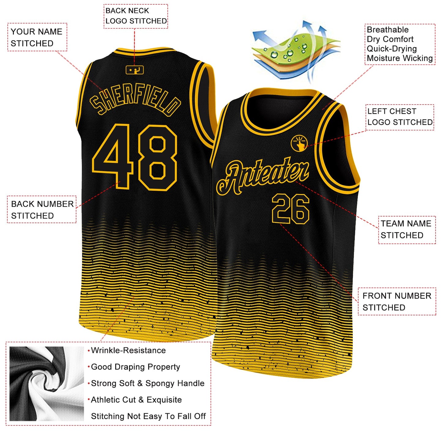 Custom Black Gold Fade Fashion Authentic City Edition Basketball Jersey - Sky-Custom