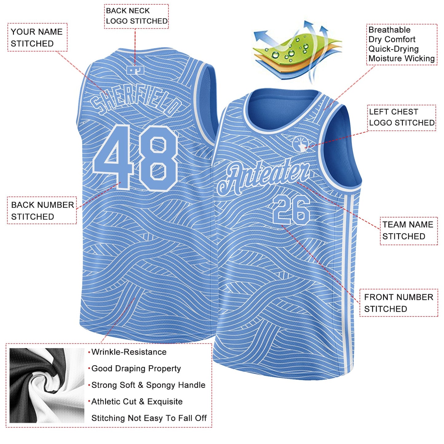 Custom Light Blue White Authentic City Edition Basketball Jersey - Sky-Custom