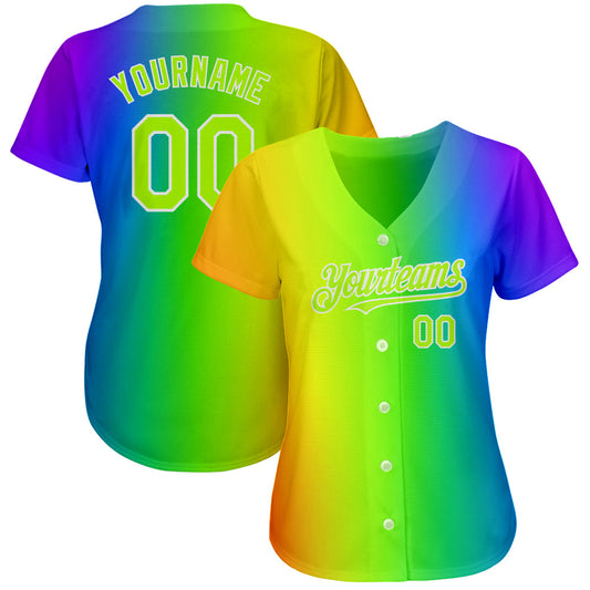 Custom Rainbow For Pride Month Love Is Love LGBT 3D Authentic Baseball Jersey - Sky-Custom