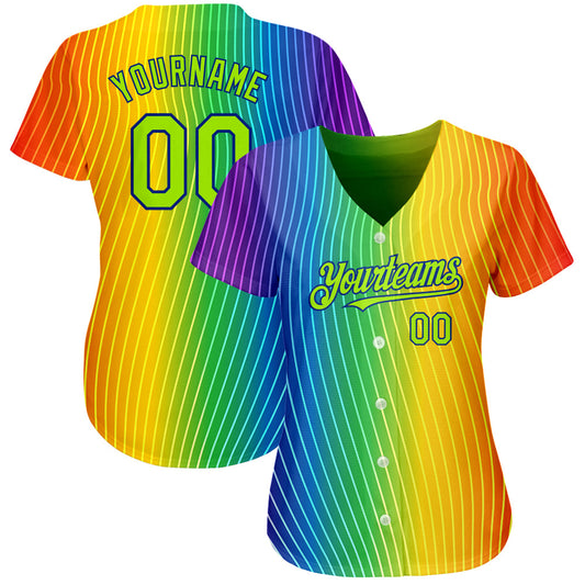 Custom Rainbow For Pride Month Love Is Love LGBT 3D Authentic Baseball Jersey - Sky-Custom