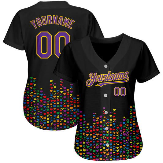 Custom Rainbow For Pride Month Love Is Love LGBT 3D Authentic Baseball Jersey - Sky-Custom