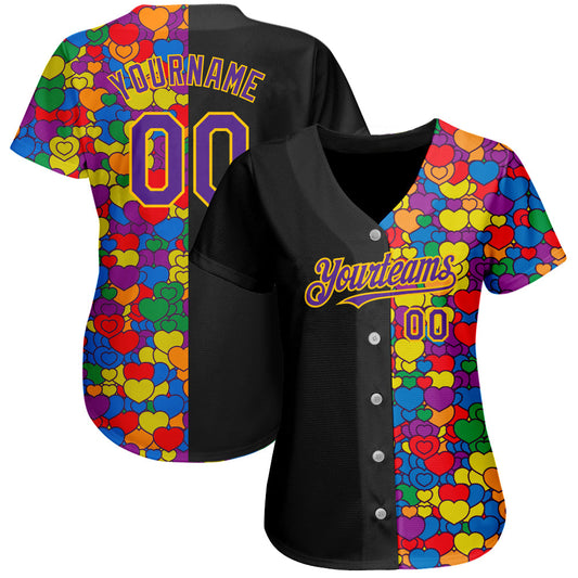 Custom Rainbow For Pride Month Love Is Love LGBT 3D Authentic Baseball Jersey - Sky-Custom