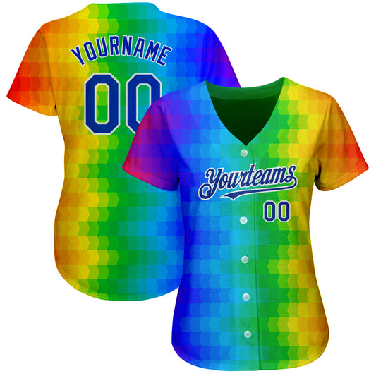 Custom Rainbow For Pride Month Love Is Love LGBT 3D Authentic Baseball Jersey - Sky-Custom