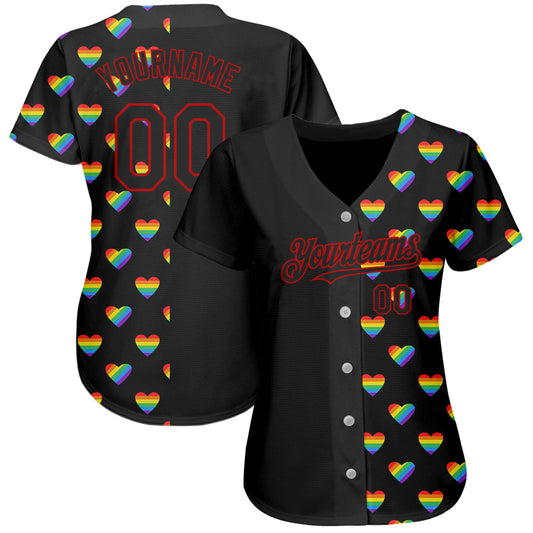 Custom Rainbow For Pride Month Love Is Love LGBT 3D Authentic Baseball Jersey - Sky-Custom