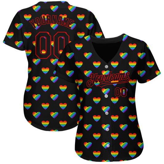 Custom Rainbow For Pride Month Love Is Love LGBT 3D Authentic Baseball Jersey - Sky-Custom