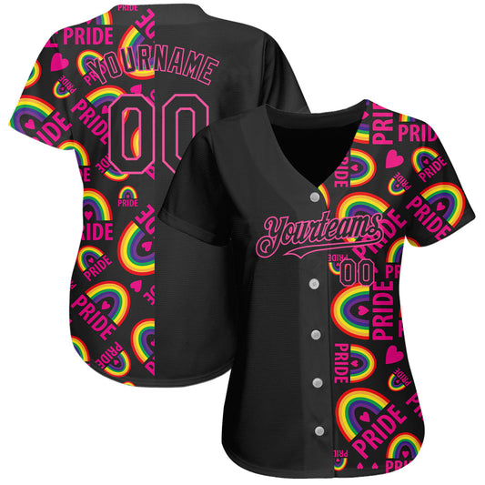 Custom Rainbow For Pride Month Love Is Love LGBT 3D Authentic Baseball Jersey - Sky-Custom