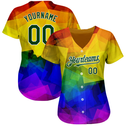Custom Rainbow For Pride Month Love Is Love LGBT 3D Authentic Baseball Jersey - Sky-Custom
