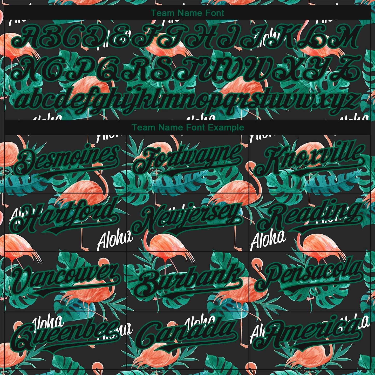 Custom Black Kelly Green 3D Pattern Design Hawaii Flamingos And Leaves Authentic Baseball Jersey - Sky-Custom