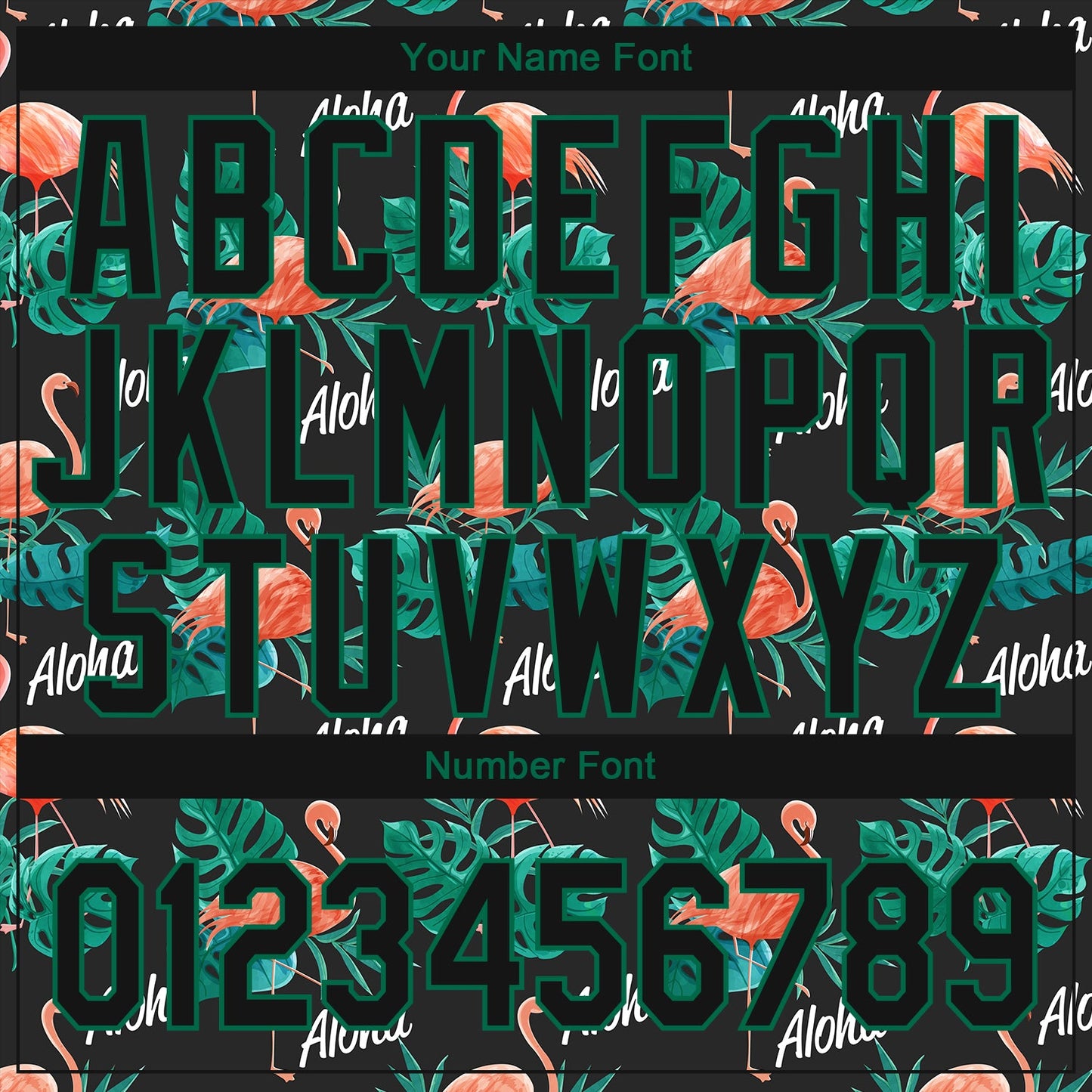 Custom Black Kelly Green 3D Pattern Design Hawaii Flamingos And Leaves Authentic Baseball Jersey - Sky-Custom