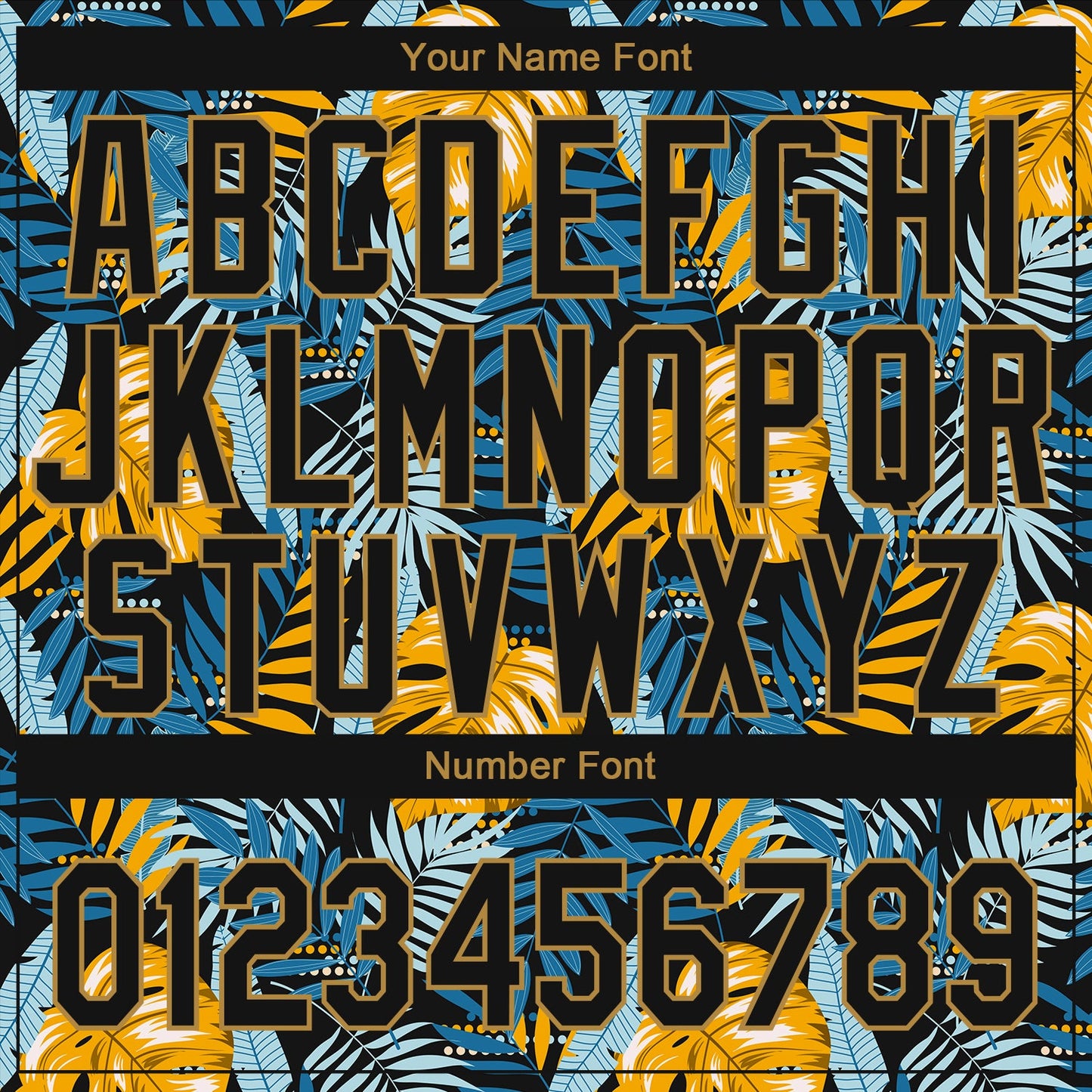 Custom Black Old Gold 3D Pattern Design Hawaii Tropical Leaves Authentic Baseball Jersey - Sky-Custom