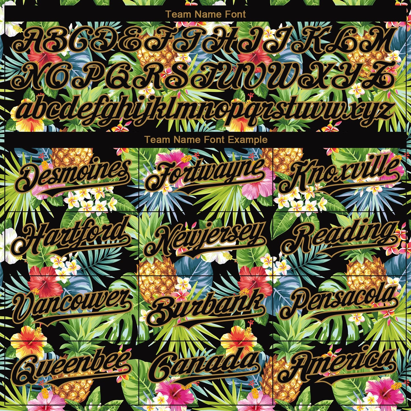 Custom Black Old Gold 3D Pattern Design Hawaii Tropical Pineapples. Palm Leaves And Flowers Authentic Baseball Jersey - Sky-Custom