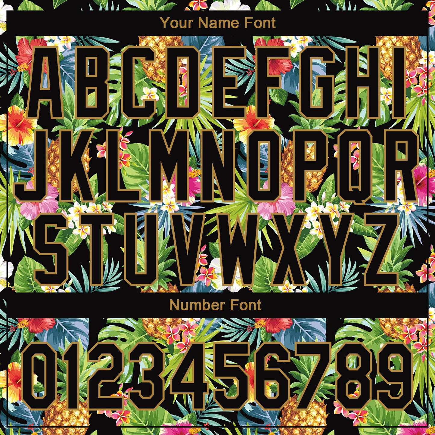 Custom Black Old Gold 3D Pattern Design Hawaii Tropical Pineapples. Palm Leaves And Flowers Authentic Baseball Jersey - Sky-Custom