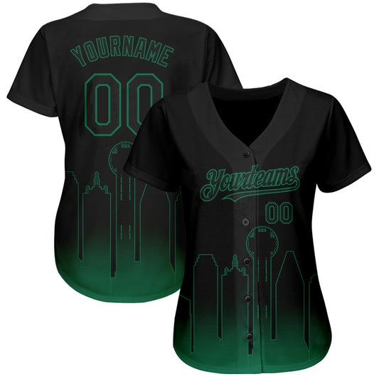 Custom Black Kelly Green 3D Dallas City Edition Fade Fasion Authentic Baseball Jersey - Sky-Custom