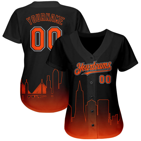 Custom Black Orange-Gray 3D San Francisco City Edition Fade Fasion Authentic Baseball Jersey - Sky-Custom