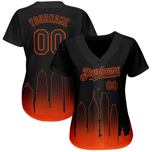 Custom Black Orange 3D Philadelphia City Edition Fade Fasion Authentic Baseball Jersey - Sky-Custom