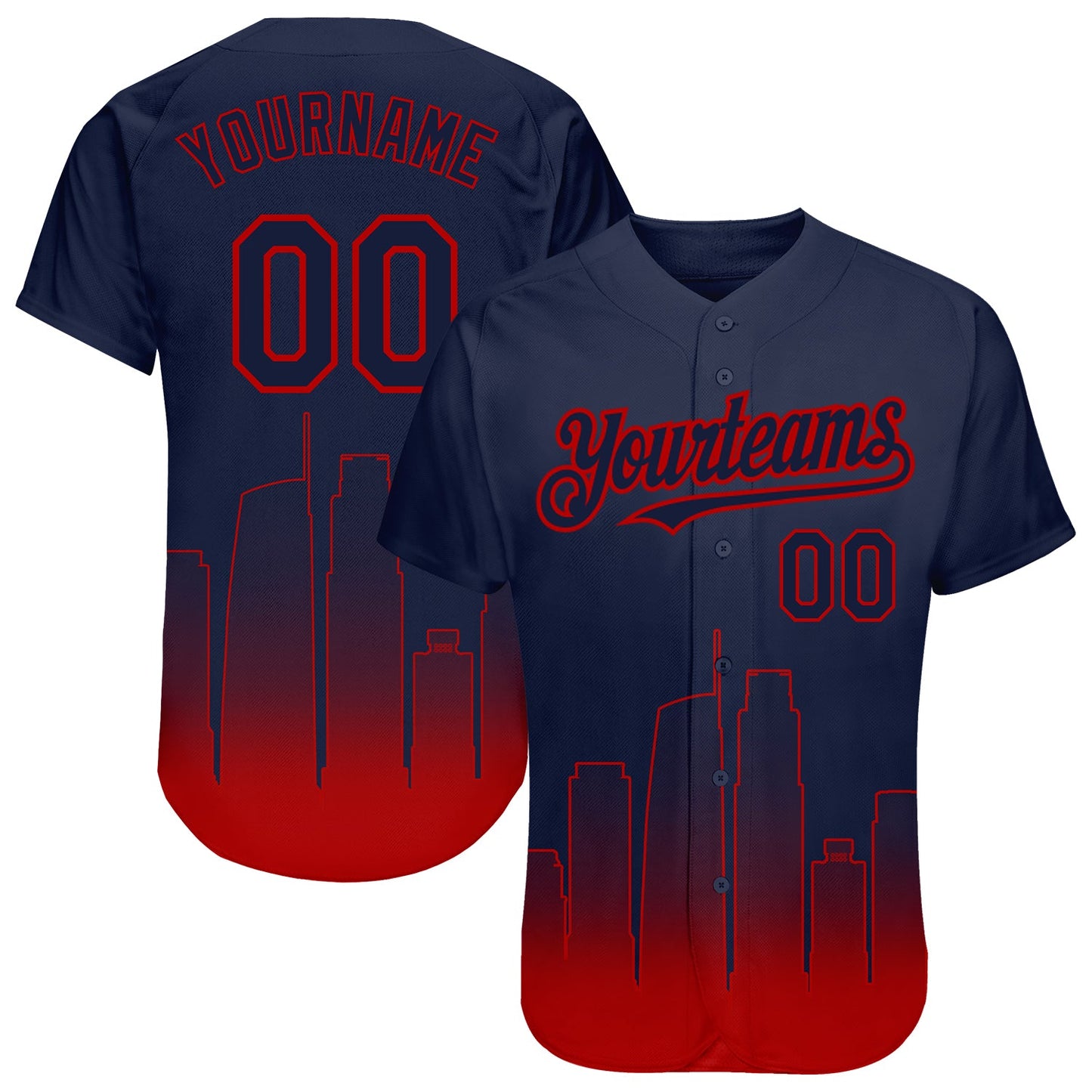 Custom Navy Navy-Red 3D Los Angeles City Edition Fade Fasion Authentic Baseball Jersey - Sky-Custom