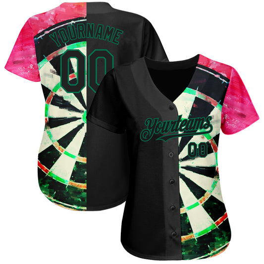 Custom Black Kelly Green-Red 3D Pattern Design Dart Board Authentic Baseball Jersey - Sky-Custom