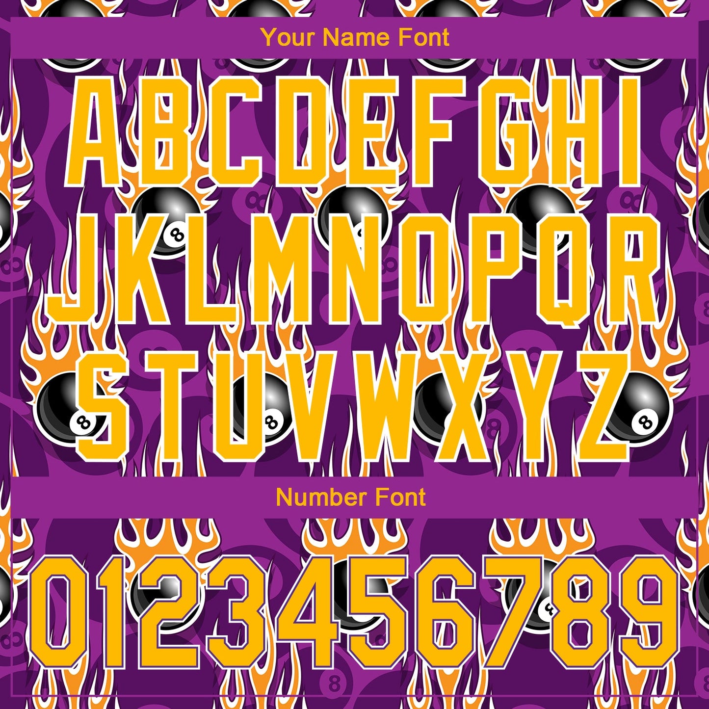 Custom Purple Gold-White 3D Pattern Design Billiards Snooker 8 Ball With Hotrod Flame Authentic Baseball Jersey - Sky-Custom